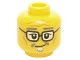 Part No: 3626cpb1399  Name: Minifigure, Head Goatee, Dark Bluish Gray Eyebrows, Glasses, Crooked Smile, Cheek Lines and Forehead Wrinkles Pattern - Hollow Stud
