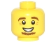 Part No: 3626cpb1482  Name: Minifigure, Head Brown Eyebrows and Goatee, White Pupils, Crow's Feet, Smile with Teeth Pattern - Hollow Stud