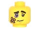 Part No: 3626cpb1492  Name: Minifigure, Head Black Eyebrows, Lavender Black Eye, Bandage and Frown Pattern - Hollow Stud