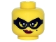 Part No: 3626cpb1494  Name: Minifigure, Head Female Black Eye Mask, Beauty Mark, Red Lips with Smirk Pattern - Hollow Stud