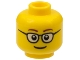 Part No: 3626cpb1507  Name: Minifigure, Head Glasses Rounded with Brown Thin Eyebrows, Smile Pattern - Hollow Stud