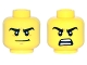 Part No: 3626cpb1509  Name: Minifigure, Head Dual Sided Black Thick Eyebrows, White Pupils, Orange Chin Dimple, Crooked Smile / Open Mouth Angry Pattern - Hollow Stud