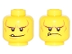 Part No: 3626cpb1548  Name: Minifigure, Head Dual Sided Black Eyebrows, White Pupils, Chin Dimple and Cheek Lines, Smile with Tooth / Frown Angry Pattern - Hollow Stud