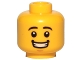 Part No: 3626cpb1569  Name: Minifigure, Head Black Eyebrows, Medium Nougat Chin Dimple, Open Mouth Smile with Teeth Pattern - Hollow Stud