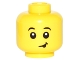 Part No: 3626cpb1595  Name: Minifigure, Head Child Raised Black Eyebrows, White Pupils, Lopsided Smile with Black Tongue Out Pattern - Hollow Stud
