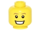 Part No: 3626cpb1597  Name: Minifigure, Head Dark Tan Eyebrows, Open Mouth Smile with Teeth Pattern - Hollow Stud