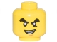 Part No: 3626cpb1735  Name: Minifigure, Head Male Raised Bushy Eyebrows, White Pupils, Chin Dimple, Open Mouth Crooked Smile Pattern (Cole) - Hollow Stud