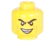 Lot ID: 400815984  Part No: 3626cpb1792  Name: Minifigure, Head Black Eyebrows Furrowed, Cheek and Smirk Lines, Lopsided Smirk with Teeth Pattern - Hollow Stud