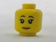 Part No: 3626cpb1814  Name: Minifigure, Head Female Reddish Brown Eyebrows, Bright Pink Lips Pattern - Hollow Stud