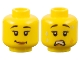 Part No: 3626cpb1842  Name: Minifigure, Head Dual Sided Female Black Eyebrows, Eyelashes, Peach Lips, Lopsided Smile  / Scared Open Mouth with Teeth Pattern - Hollow Stud