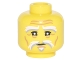 Part No: 3626cpb1870  Name: Minifigure, Head White and Gray Eyebrows and Goatee, Black Eyelashes, Medium Nougat Wrinkles, Concerned Pattern (Sensei Wu) - Hollow Stud
