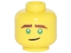 Part No: 3626cpb1873  Name: Minifigure, Head Reddish Brown Eyebrows, Green Eyes, Crooked Smile Pattern (Lloyd) - Hollow Stud