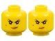 Part No: 3626cpb1888  Name: Minifigure, Head Dual Sided Female Black Eyebrows, Beauty Mark, Dark Tan Lips, Crooked Smile / Scowl Pattern (Nya) - Hollow Stud