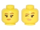Part No: 3626cpb1901  Name: Minifigure, Head Dual Sided Female Reddish Brown Eyebrows, Medium Nougat and Orange Lips, Crooked Smile / Winking Pattern - Hollow Stud