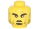 Part No: 3626cpb1902  Name: Minifigure, Head Black Eyebrows, Goatee, Stubble and Large Medium Nougat Scar with Stitches Pattern - Hollow Stud