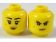 Part No: 3626cpb1905  Name: Minifigure, Head Dual Sided Female Black Eyebrows, Single Eyelashes, and Beauty Mark, Nougat Lips, Open Mouth Smile with Top Teeth / Scowl with Wrinkle between Eyes Pattern - Hollow Stud