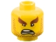 Part No: 3626cpb1918  Name: Minifigure, Head Reddish Brown Bushy Eyebrows and Stubble, Wrinkles, Angry Open Mouth Scowl with Teeth Parted Pattern - Hollow Stud