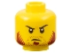 Part No: 3626cpb1927  Name: Minifigure, Head Beard Stubble Dark Red, Sideburns, Goatee, Curved Black Eyebrows Pattern - Hollow Stud
