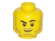 Part No: 3626cpb1965  Name: Minifigure, Head Beard Stubble, Black Raised Right Eyebrow, Smirk Angled to Right, White Pupils Pattern - Hollow Stud