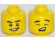 Part No: 3626cpb1974  Name: Minifigure, Head Dual Sided Black Eyebrows, Wide Smile, Chin / Eyes Closed, Singing Pattern - Hollow Stud