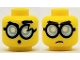 Part No: 3626cpb2020  Name: Minifigure, Head Dual Sided Glasses Round with Bright Light Blue Lenses and Black Frames, Frown / Surprised Pattern (Steve) - Hollow Stud