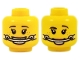 Part No: 3626cpb2042  Name: Minifigure, Head Dual Sided Female Dark Brown Eyebrows, Freckles, Headgear Braces, Smile with Teeth / Raised Eyebrow Pattern - Hollow Stud