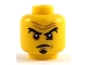 Part No: 3626cpb2051  Name: Minifigure, Head Black Eyebrows and Goatee, Brown Forehead Wrinkles, Worried Look Pattern - Hollow Stud