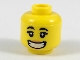 Part No: 3626cpb2075  Name: Minifigure, Head Female, Black Eyebrows, Peach Lips, Wide Smile with Teeth Pattern - Hollow Stud