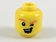 Part No: 3626cpb2089  Name: Minifigure, Head Orange Eyebrows, Winking Left Eye, Open Mouth with Teeth and Tongue Pattern -  Hollow Stud