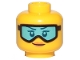 Part No: 3626cpb2139  Name: Minifigure, Head Female Glasses with Light Blue Ski Goggles, Orange Lips and Smile Pattern - Hollow Stud
