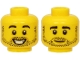 Part No: 3626cpb2143  Name: Minifigure, Head Dual Sided Black Eyebrows and Stubble, Smiling / Neutral Expression Pattern - Hollow Stud