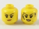 Part No: 3626cpb2147  Name: Minifigure, Head Dual Sided Female Black Eyebrows, Peach Lips, Smirk / Smile with Dark Bluish Gray Splotches Pattern - Hollow Stud