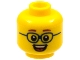 Part No: 3626cpb2149  Name: Minifigure, Head Reddish Brown Eyebrows, Dark Blue Glasses, Open Smile Showing Teeth and Tongue Pattern - Hollow Stud