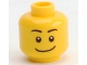 Part No: 3626cpb2173  Name: Minifigure, Head Black Eyebrows, White Pupils, Wide Crooked Smile Pattern - Hollow Stud