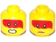 Minifig Head Harumi, Dual Sided, Red Markings over Eyes, Open Mouth with Teeth, Grimace / Frown with Peach Lips Print [Hollow Stud]