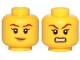 Part No: 3626cpb2245  Name: Minifigure, Head Dual Sided Female Brown Eyebrows, Peach Lips, Smile / Angry Pattern (Skylor) - Hollow Stud