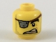Part No: 3626cpb2269  Name: Minifigure, Head Silver Eye Patch with Rivets, Raised Eyebrow, Gold Tooth, Stubble Pattern (MetalBeard) - Hollow Stud