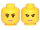 Lot ID: 266496240  Part No: 3626cpb2271  Name: Minifigure, Head Dual Sided Female Black Eyebrows, Eyelashes, Medium Nougat Freckles, Dark Pink Lips, Lopsided Smile / Angry Pattern - Hollow Stud