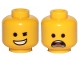 Part No: 3626cpb2284  Name: Minifigure, Head Dual Sided Winking Smile / Open Mouth Scared Pattern (Emmet) - Hollow Stud