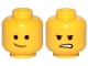 Lot ID: 401816179  Part No: 3626cpb2287  Name: Minifigure, Head Dual Sided Lopsided Smile / Angry Pattern (Emmet) - Hollow Stud