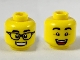 Part No: 3626cpb2323  Name: Minifigure, Head Dual Sided Black Eyebrows, Black Glasses and Smile with Teeth / Raised Eyebrows and Open Mouth Smile Pattern - Hollow Stud