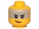Part No: 3626cpb2326  Name: Minifigure, Head Female, Black Eyebrows, Gray Band, Peach Lips, Smile Pattern - Hollow Stud