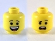Part No: 3626cpb2360  Name: Minifigure, Head Dual Sided Large Open Mouth Grin / Confused with Left Eyebrow Raised and Open Mouth Pattern (Emmet) - Hollow Stud