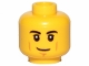 Part No: 3626cpb2385  Name: Minifigure, Head Black Eyebrows, Medium Nougat Cheek Lines and Chin Dimple, Smirk Pattern - Hollow Stud