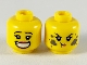 Part No: 3626cpb2440  Name: Minifigure, Head Dual Sided Female, Pink Lips Big Smile with Teeth / Dirt Stains, Angry Pattern - Hollow Stud