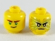 Part No: 3626cpb2445  Name: Minifigure, Head Dual Sided Reddish Brown Eyebrows, Green Eyes, Crooked Smile / Black Eyebrows, Gold Eyes, Energy, Angry Pattern (Lloyd) - Hollow Stud