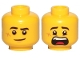 Part No: 3626cpb2454  Name: Minifigure, Head Dual Sided Black Eyebrows, Cheek Scar, Lopsided Smile / Scared Pattern - Hollow Stud