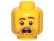 Part No: 3626cpb2456  Name: Minifigure, Head Dark Brown Beard Stubble, Dark Brown Eyebrows, Left Raised, Open Mouth, Teeth and Tongue, Scared Pattern - Hollow Stud