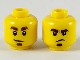Part No: 3626cpb2461  Name: Minifigure, Head Dual Sided Dark Brown Eyebrows and Soul Patch, Smirk / Frown Pattern - Hollow Stud