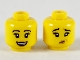 Part No: 3626cpb2467  Name: Minifigure, Head Dual Sided Female, Black Eyebrows, Medium Nougat Lips, Smile / Grossed Out Pattern - Hollow Stud